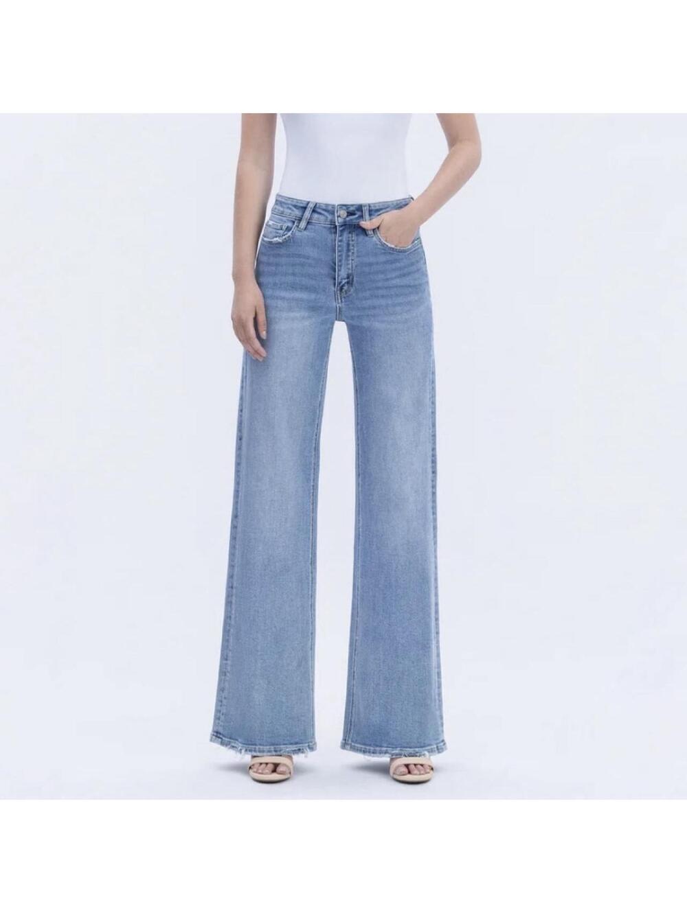 Vervet Hearten High Rise Full Length Wide Leg Jeans Light Wash Size 29” Cottage